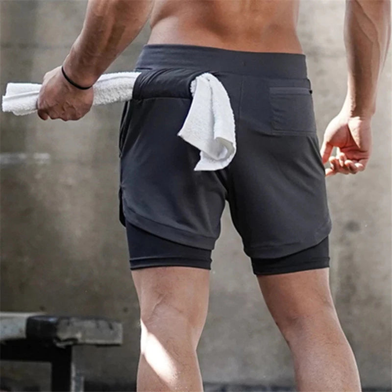 Lightweight Running Shorts Men 2 In 1 Double-deck Quick Dry GYM  Fitness Jogging Workout  Pants
