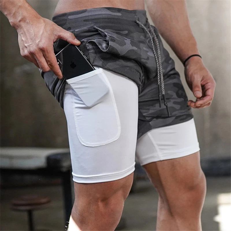 Lightweight Running Shorts Men 2 In 1 Double-deck Quick Dry GYM  Fitness Jogging Workout  Pants