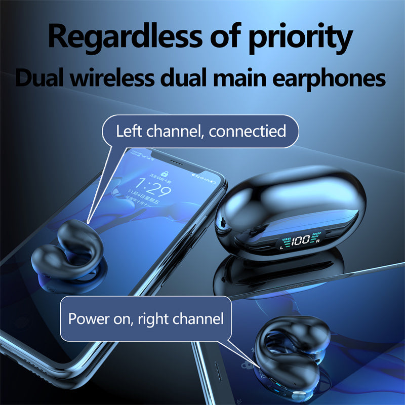 Ear Clip Bluetooth 5.3 Touch Wireless Earphone In-Ear Bass HIFI Sports Headset