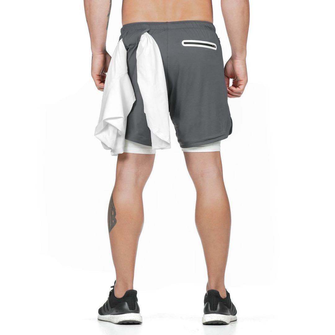 Lightweight Running Shorts Men 2 In 1 Double-deck Quick Dry GYM  Fitness Jogging Workout  Pants