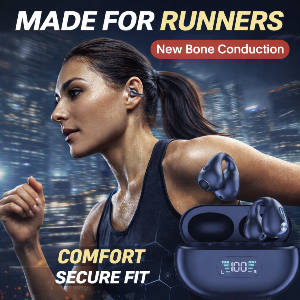 Ear Clip Bluetooth 5.3 Touch Wireless Earphone In-Ear Bass HIFI Sports Headset