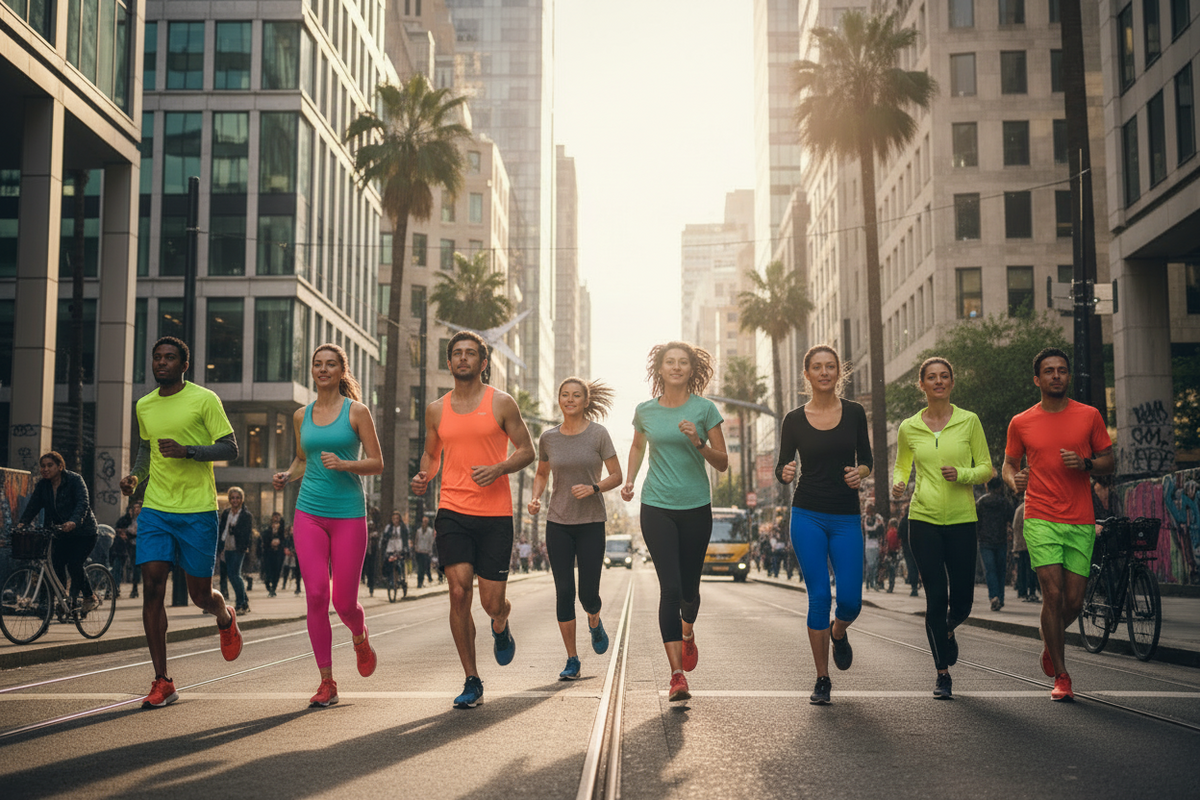 young people running in an urban setting